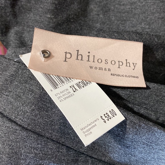 Philosophy Solid Grey Leggings 2X - Picture 3 of 4
